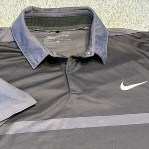 Nike Golf‎ Polo Shirt Mens Large Black Gray Dri Fit Performance Modern Fit